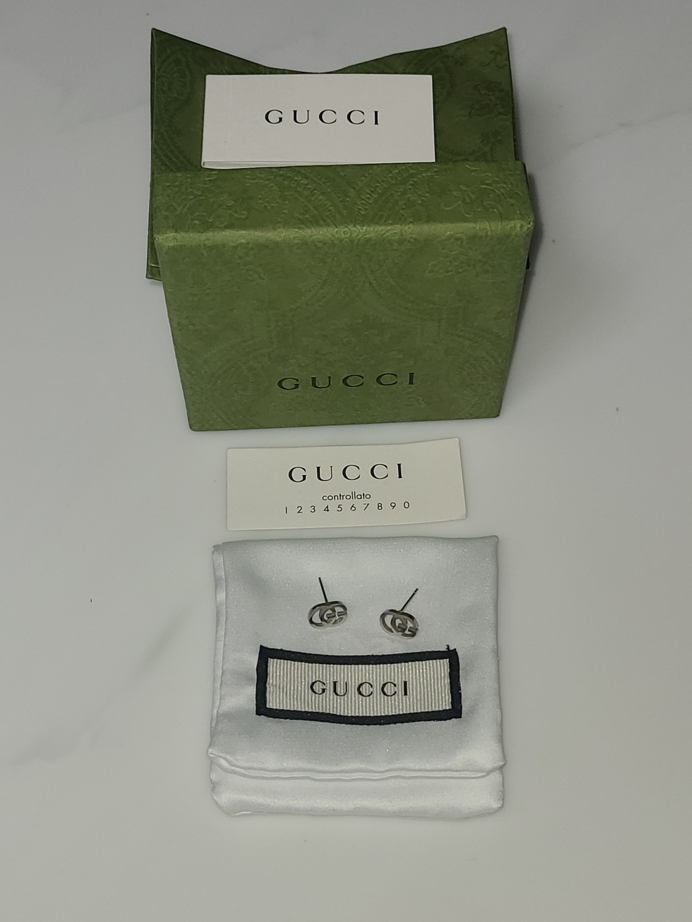 Gucci Silver Interlocking G Logo Stud Earrings